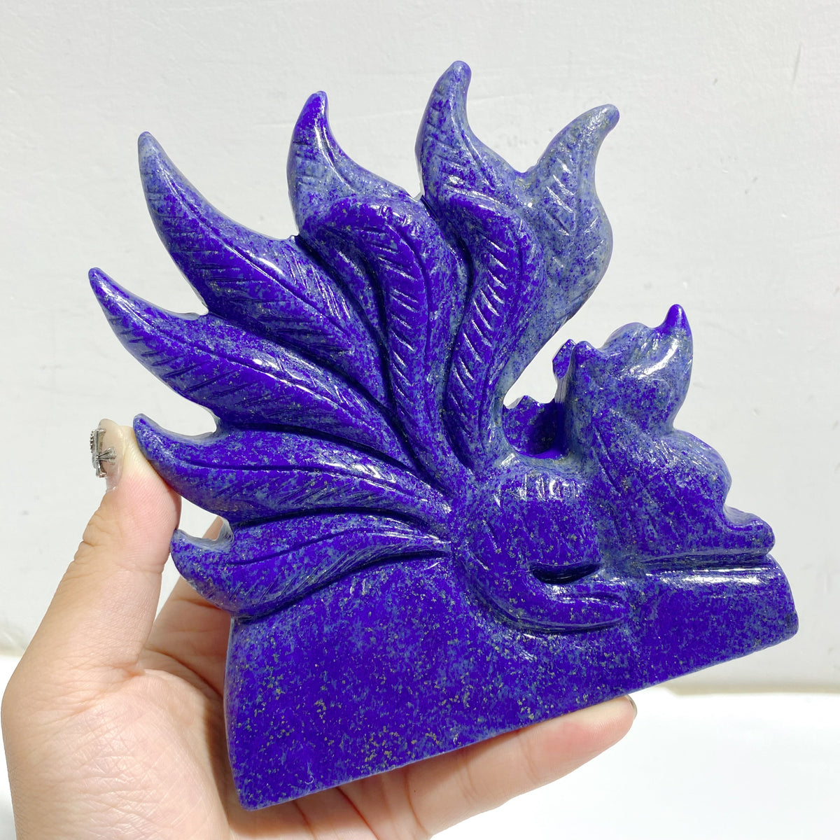 2 Pieces Lapis Lazuli Nine-tailed Fox Carving