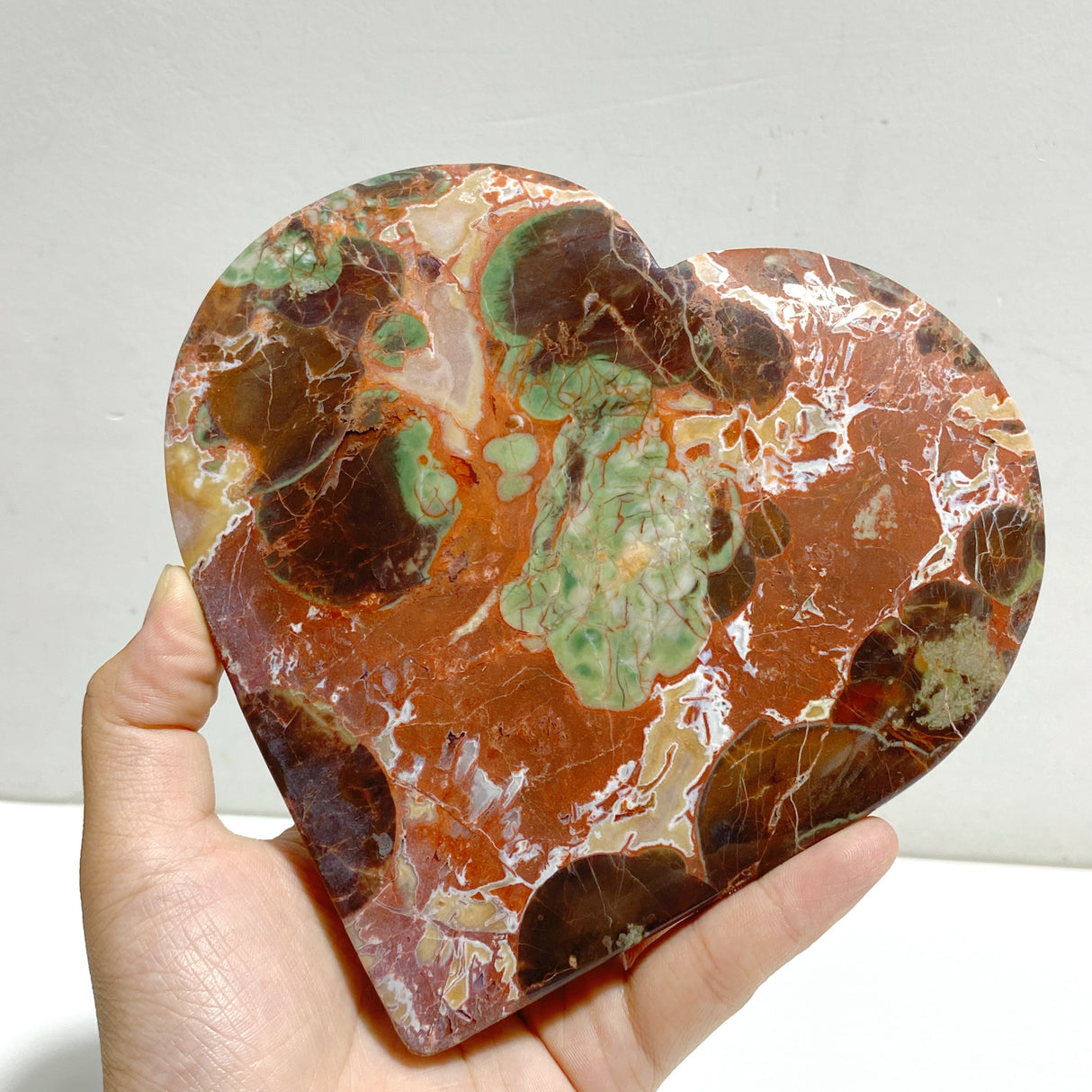 4 Pieces Large Money Agate Heart With Stand