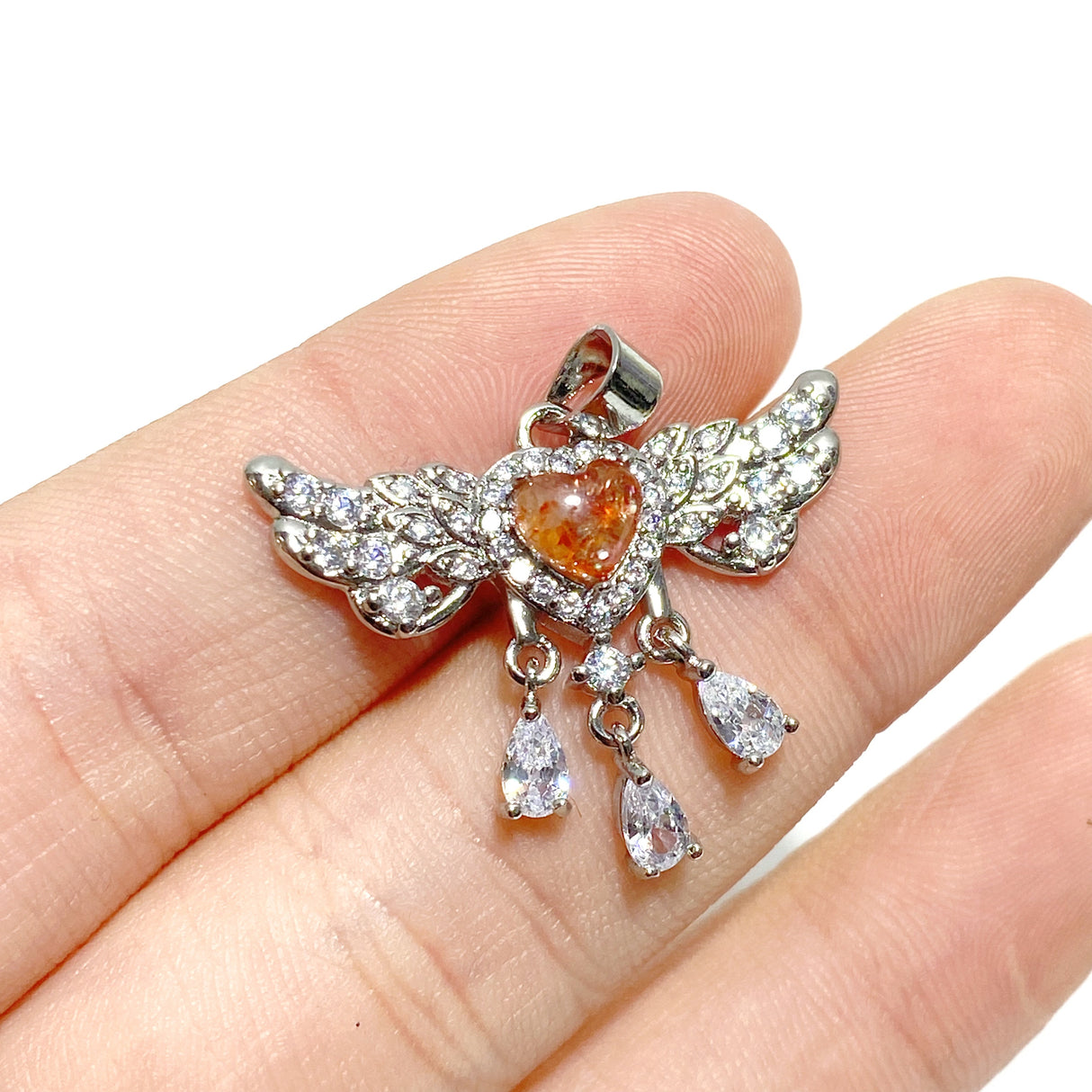 Beautiful Sunstone Heart Wing Pendants Wholesale