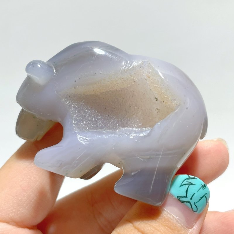 10 Pieces Beautiful Geode Druzy Agate Bear Carving - Wholesale Crystals