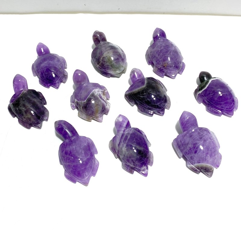 10 Pieces Chevron Amethyst Sea Turtles Carving - Wholesale Crystals