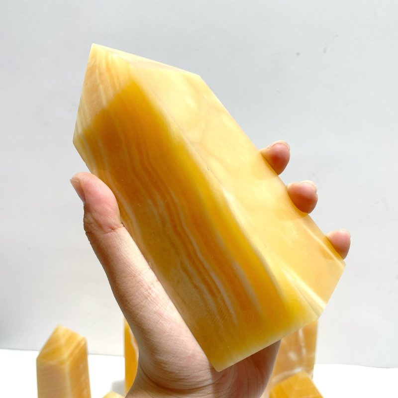 10 Pieces Fat Yellow Calcite Stripe Tower - Wholesale Crystals