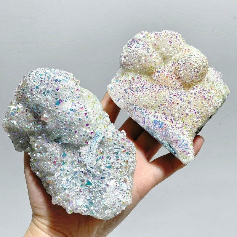 10 Pieces Large Aura Quartz Cluster Specimen - Wholesale Crystals