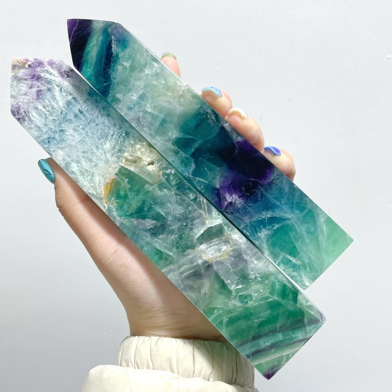 10 Pieces Large Feather Fluorite Four - Sided Tower Points - Wholesale Crystals