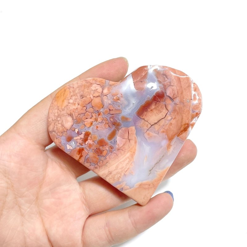 10 Pieces Pink Agate Heart With Stand - Wholesale Crystals