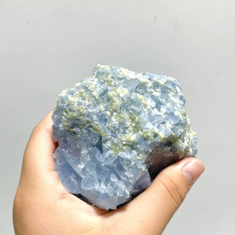 10 Pieces Raw Blue Calcite Mixed Peridot Specimen - Wholesale Crystals