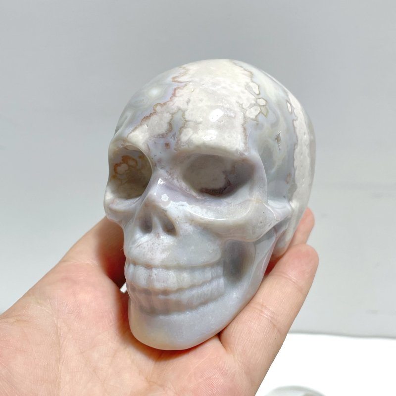 10 Pieces Sakura Flower Agate Skull Carving - Wholesale Crystals
