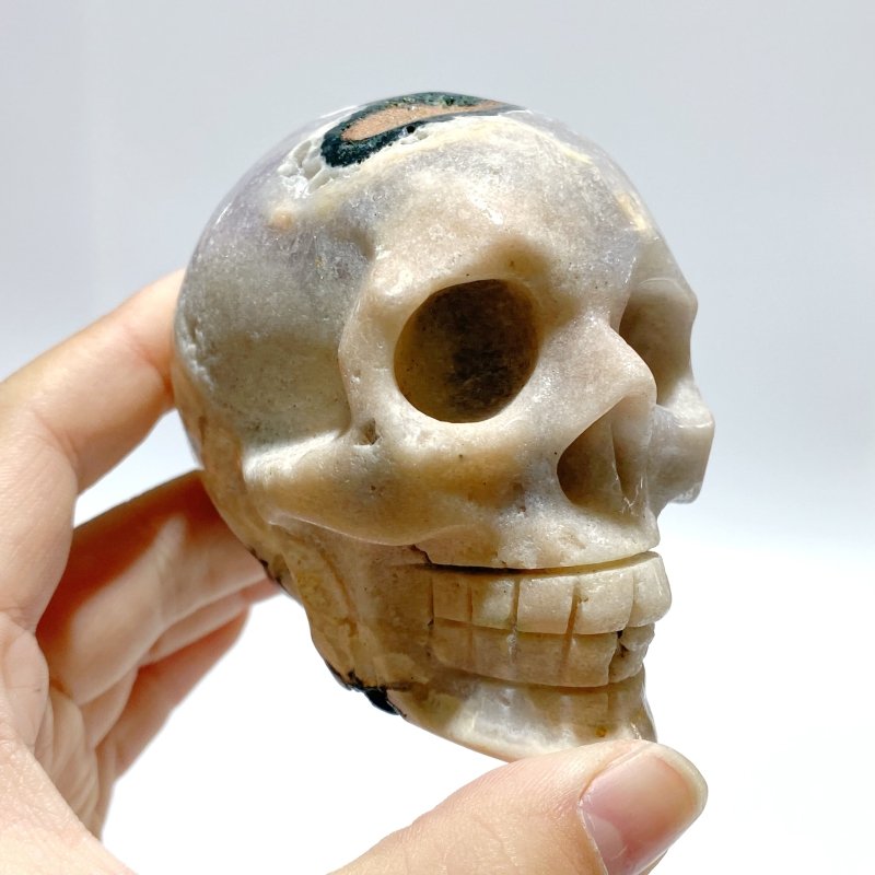 10 Pieces Sakura Flower Agate Skull Carving Clearance - Wholesale Crystals