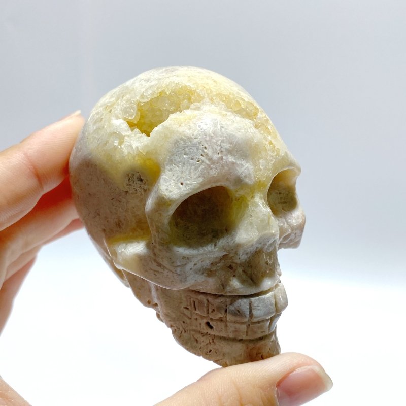 10 Pieces Sakura Flower Agate Skull Carving Clearance - Wholesale Crystals