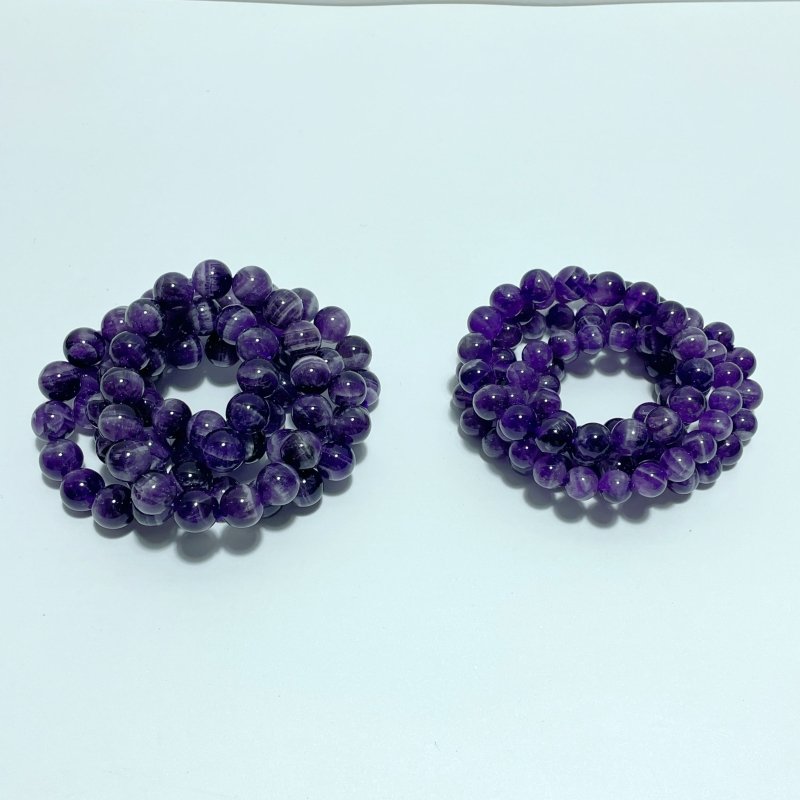 10mm/12mm Deep Purple Chevron Amethyst Bracelets Wholesale - Wholesale Crystals