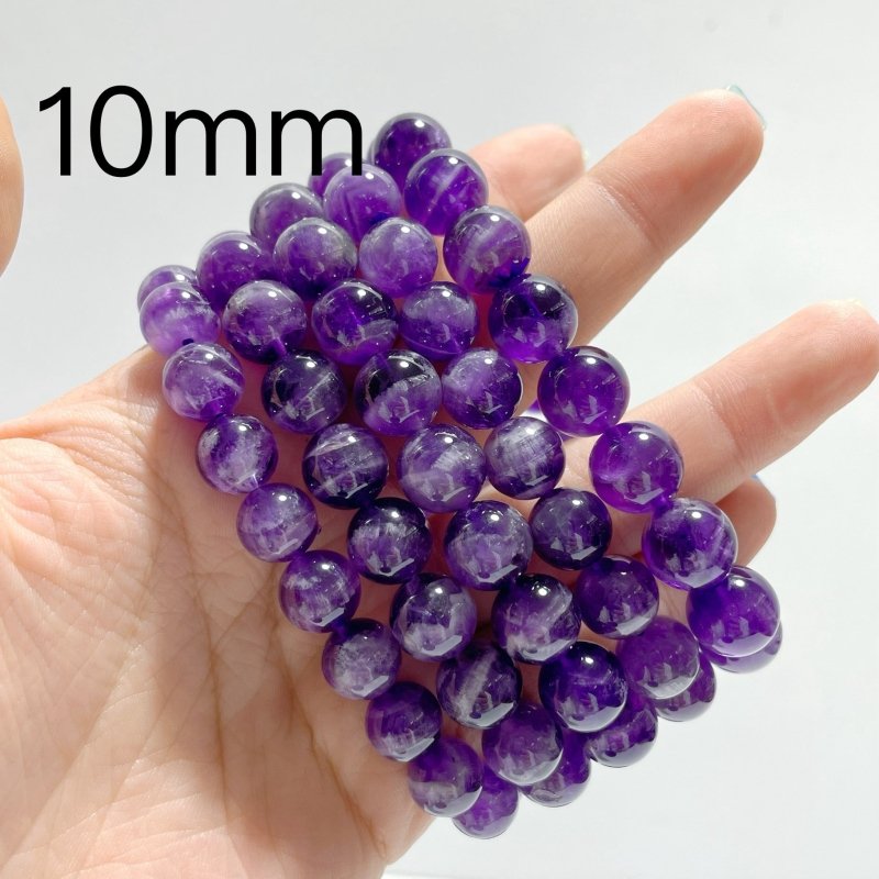 10mm/12mm Deep Purple Chevron Amethyst Bracelets Wholesale - Wholesale Crystals