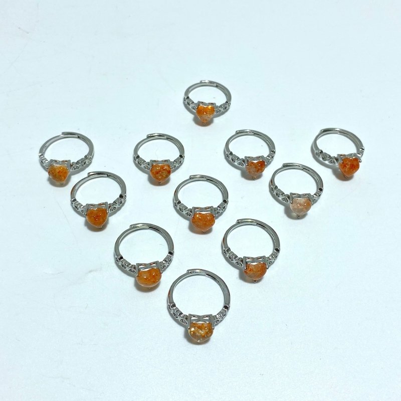 11 Pieces Beautiful Sunstone Heart Shape Ring 3 - Wholesale Crystals