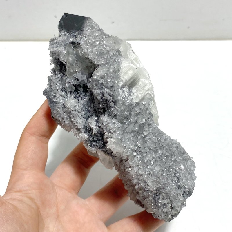 11 Pieces Black Clear Quartz Cluster Raw Side Point Tower - Wholesale Crystals