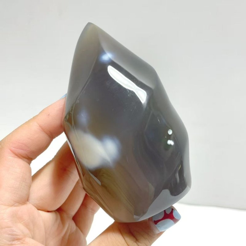 11 Pieces Black Orca Agate Flame Carving 4 - Wholesale Crystals