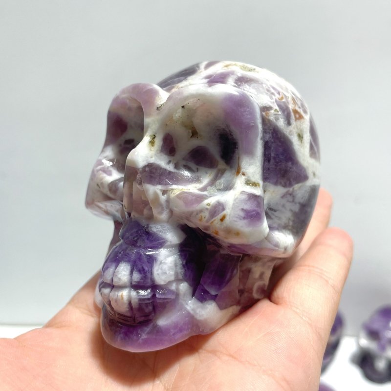 11 Pieces Chevron Amethyst Skull Carving - Wholesale Crystals