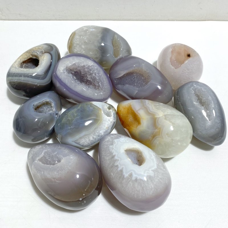 11 Pieces Geode Druzy Agate Eggs -Wholesale Crystals
