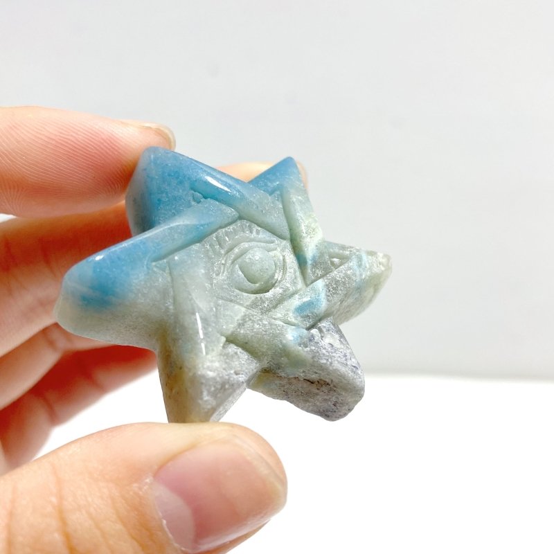 11 Pieces Trolleite Evil Eye Star Carving Clearance - Wholesale Crystals