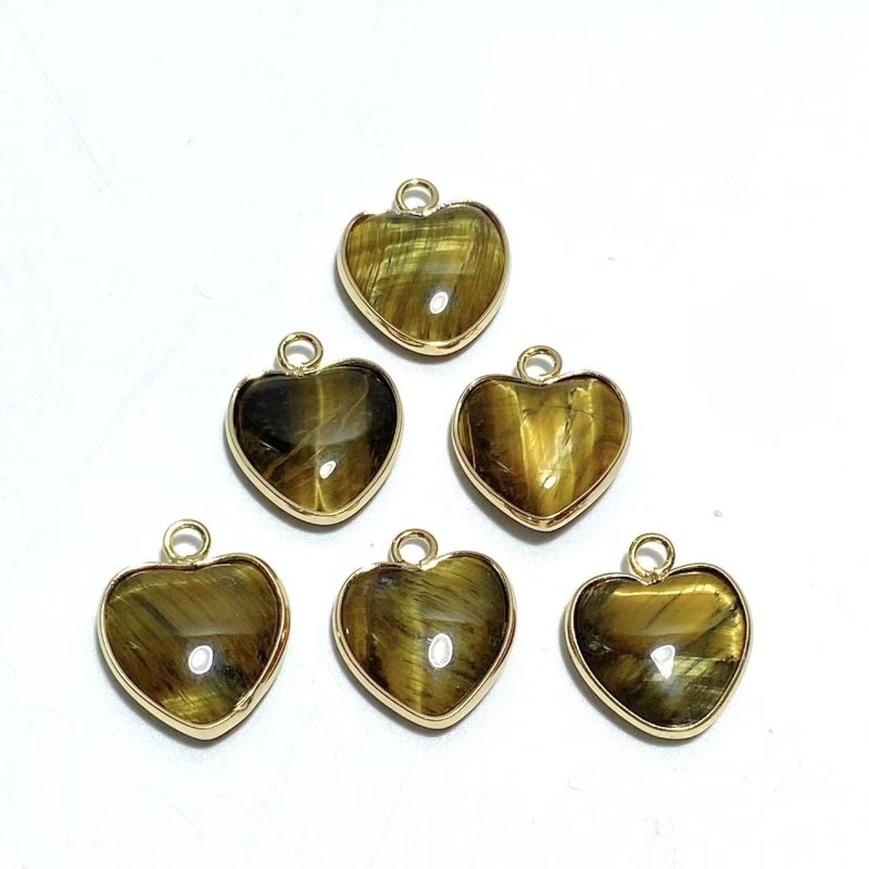 11 Types Crystal Heart Shape Pendants Wholesale Rose Quartz Chevron Amethyst Tiger Eye - Wholesale Crystals
