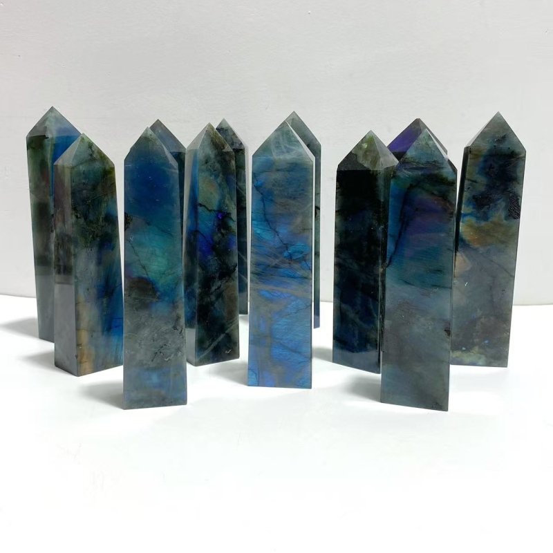 12 Pieces Flash Labradorite Four - Sided Tower - Wholesale Crystals