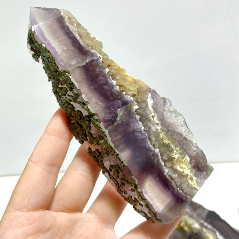 12 Pieces Fluorite Mixed Pyrite Calcite Slabs - Wholesale Crystals