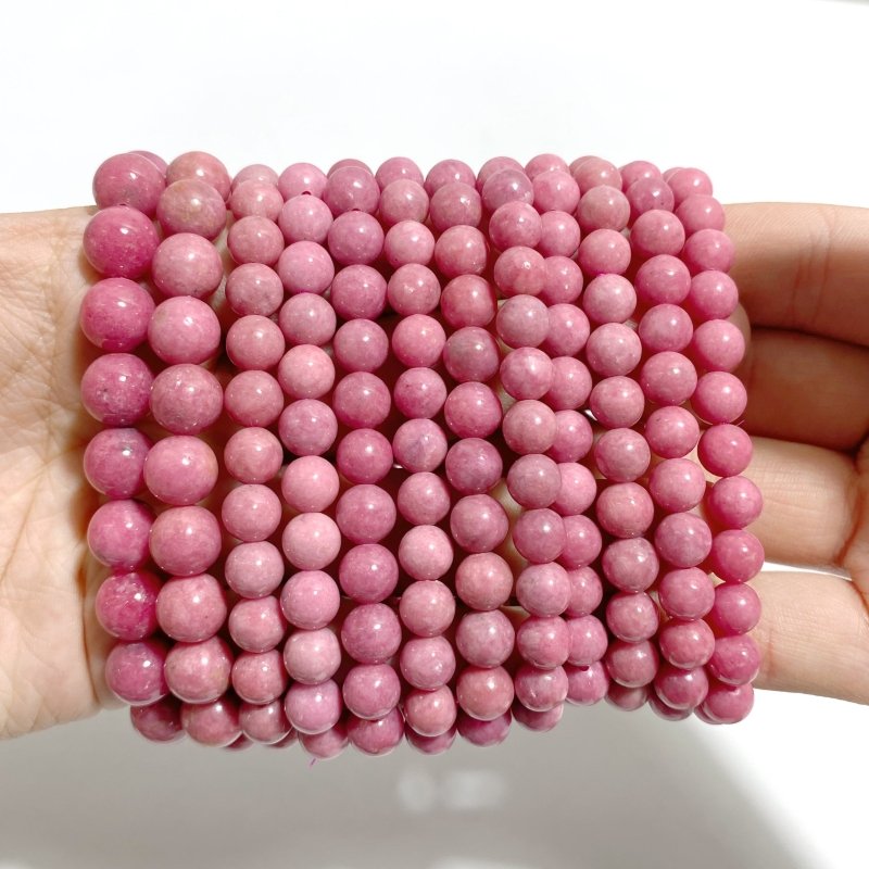 12 Pieces High Quality Rhodonite Bracelets -Wholesale Crystals