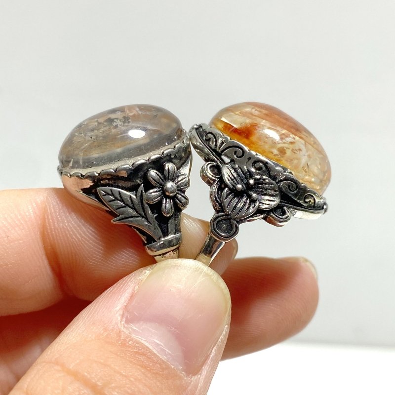 12 Pieces Rare Fire Quartz Dentritic Quartz Different Styles Rings - Wholesale Crystals