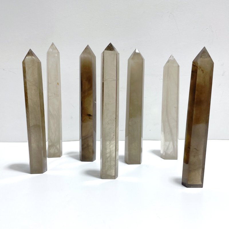 12 Pieces Tall Thin Smoky Quartz Tower Point - Wholesale Crystals