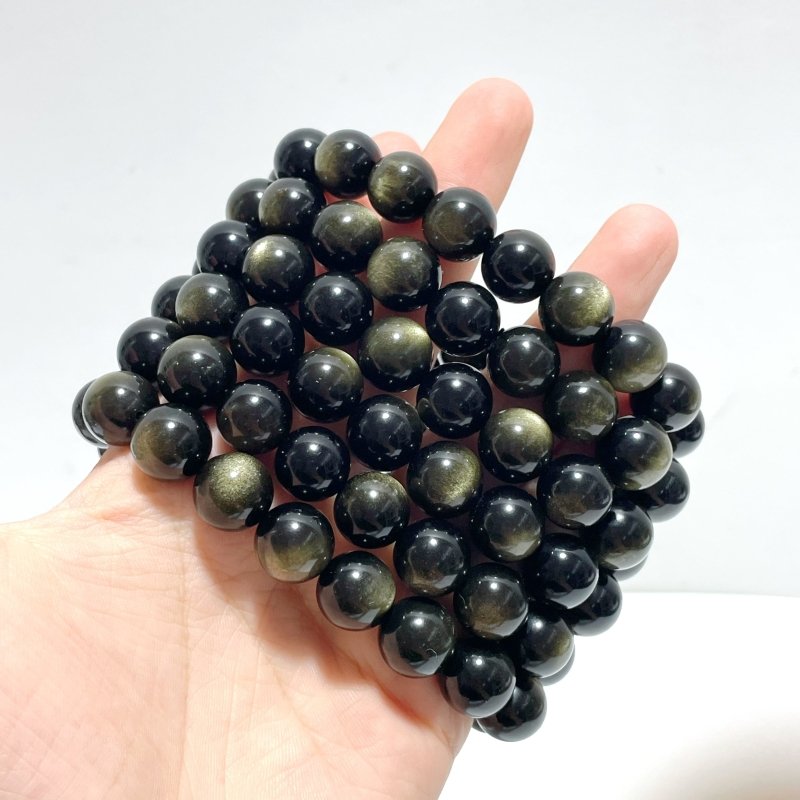 12mm Gold Sheen Obsidian Bracelets Wholesale - Wholesale Crystals