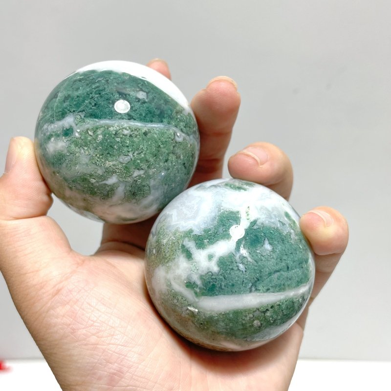 13 Pieces Beautiful Moss Agate Spheres - Wholesale Crystals