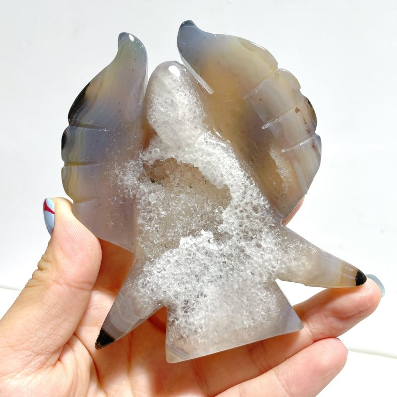 13 Pieces Geode Agate Druzy Angel Carving - Wholesale Crystals
