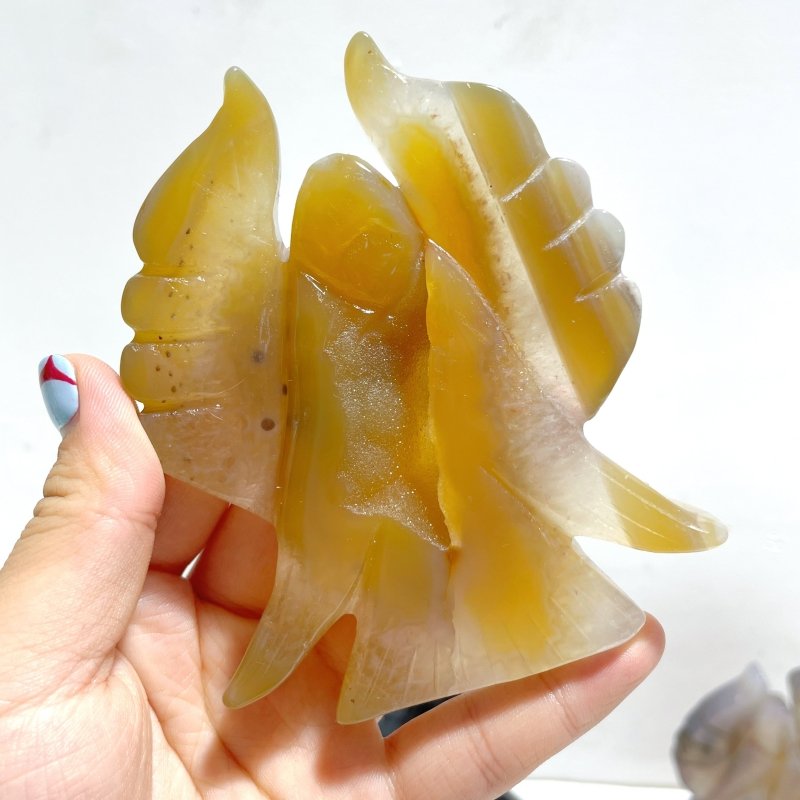 13 Pieces Geode Druzy Agate Angel Carving - Wholesale Crystals