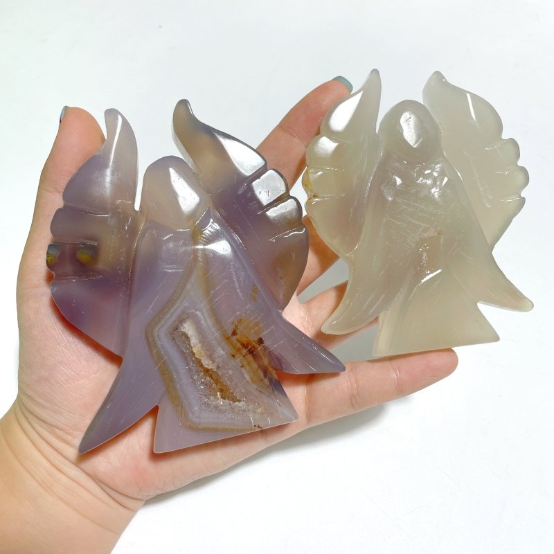 13 Pieces Geode Druzy Agate Angel Carving - Wholesale Crystals