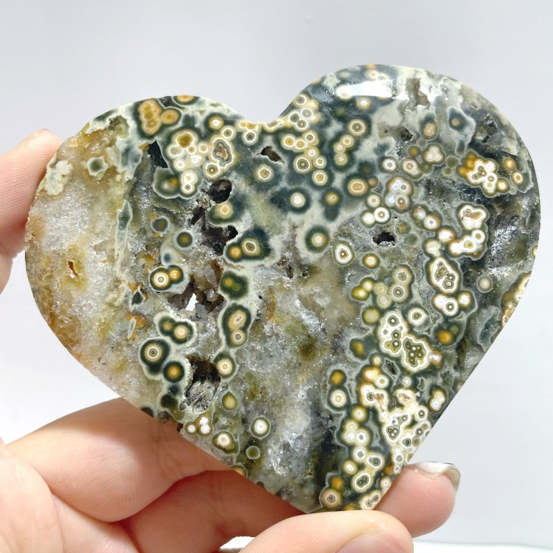 13 Pieces Large 8th Vein Ocean Jasper Heart 2 - Wholesale Crystals