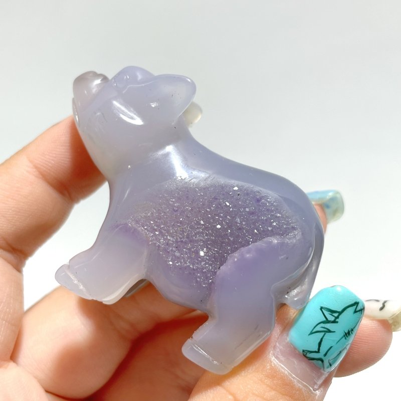 13 pieces Small Geode Agate Druzy Pig Carving - Wholesale Crystals