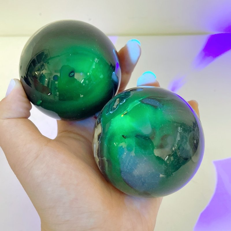 13 Pieces Volcano Agate Spheres Balls(UV - Reactive) - Wholesale Crystals