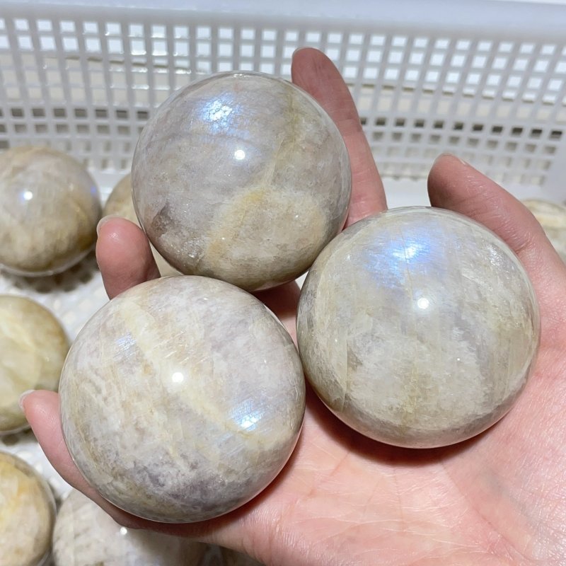 14 Pieces Beautiful Blue Moonstone Spheres -Wholesale Crystals