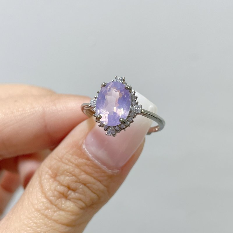 14 Pieces S925 Lavender Quartz Cut Faceted Ring Style #2 - Wholesale Crystals