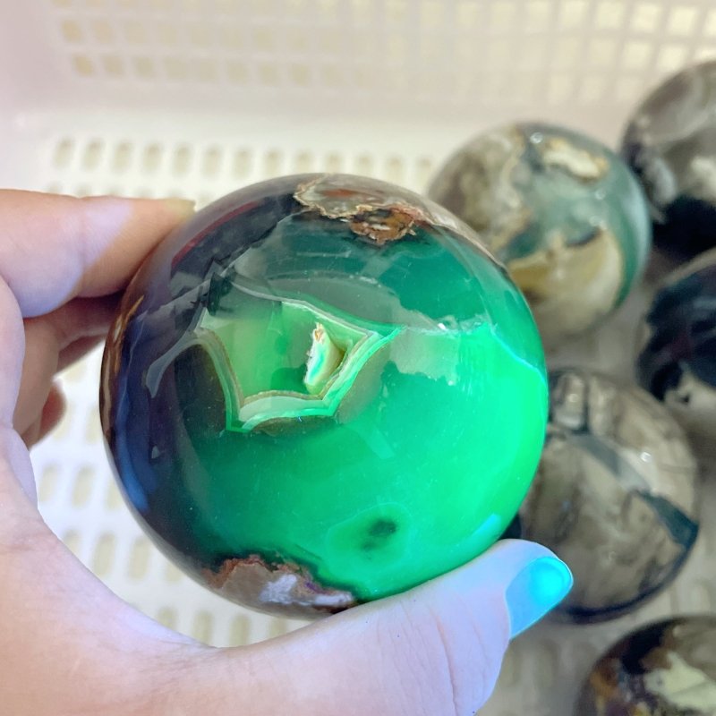 14 Pieces Volcano Agate Sphere(UV - Reactive) - Wholesale Crystals