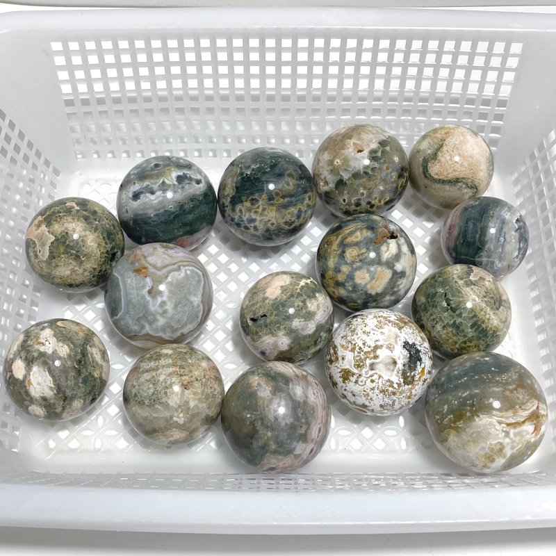 15 Pieces 6th Vein Ocean Jasper Spheres Balls - Wholesale Crystals