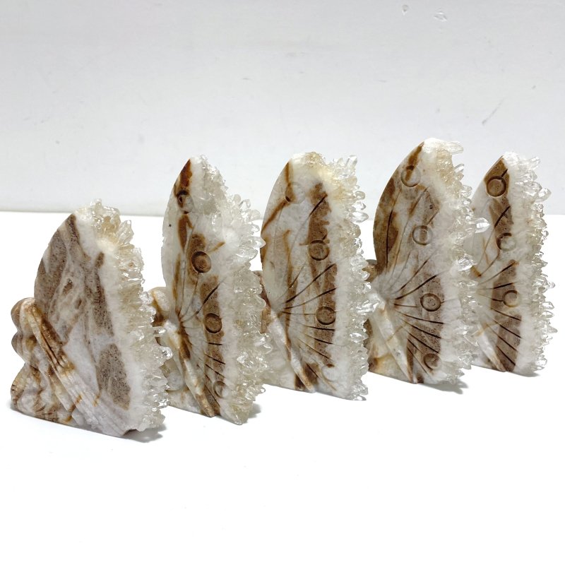 15 Pieces Clear Quartz Cluster Butterfly Fairy Carving - Wholesale Crystals