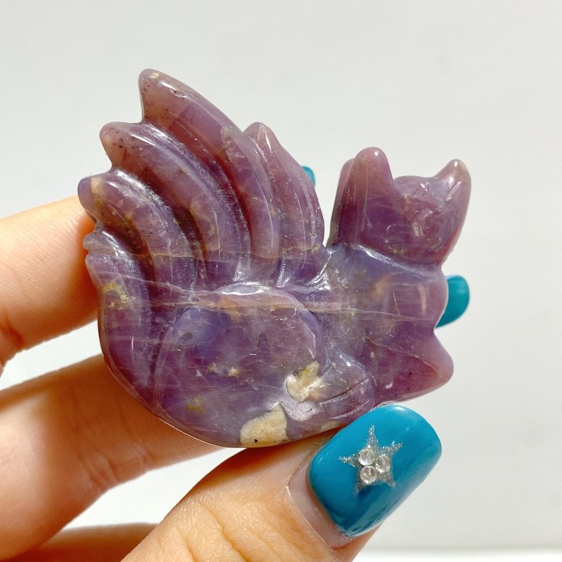 15 Pieces Purple Rose Quartz Nine - Tailed Fox Carving - Wholesale Crystals