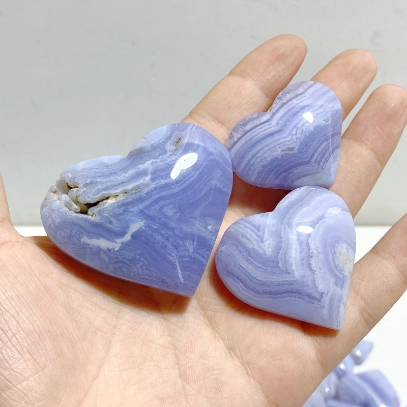 156 Pieces High Quality Blue Lace Agate Heart - Wholesale Crystals