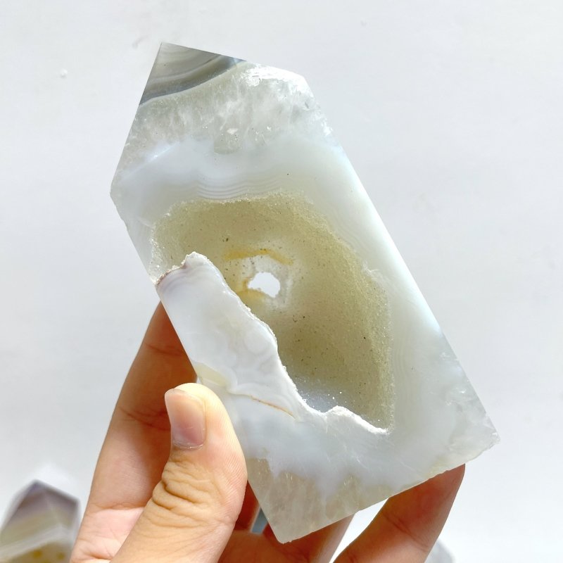 16 Pieces Geode Druzy Agate Four - sided Tower Point - Wholesale Crystals