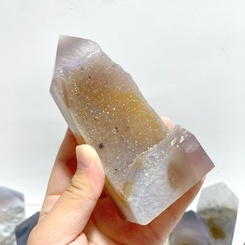 16 Pieces Geode Druzy Agate Four - sided Tower Point - Wholesale Crystals