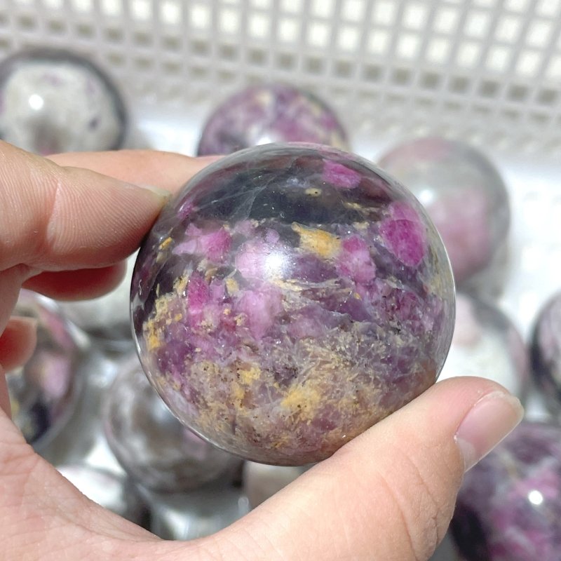 16 Pieces Pink Tourmaline Spheres Balls - Wholesale Crystals