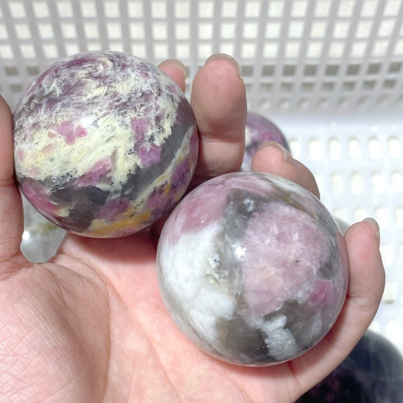 16 Pieces Pink Tourmaline Spheres Balls - Wholesale Crystals