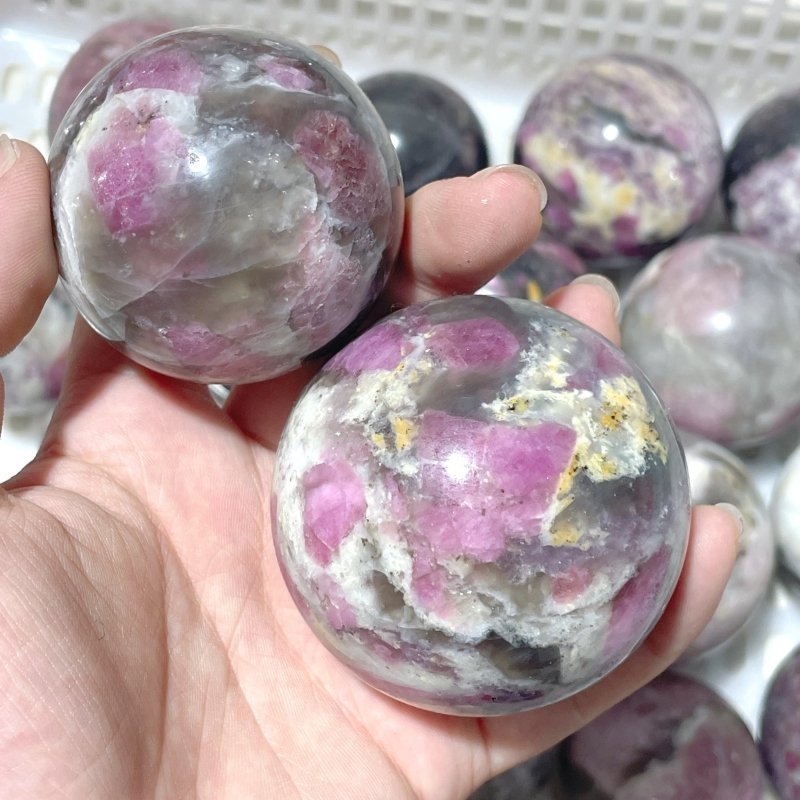 16 Pieces Pink Tourmaline Spheres Balls - Wholesale Crystals