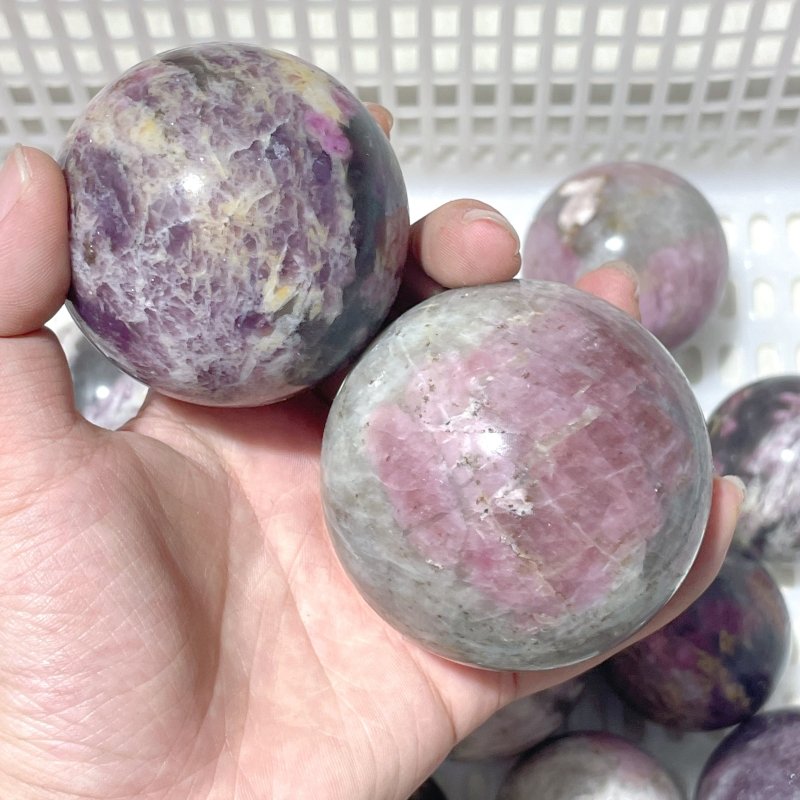 16 Pieces Pink Tourmaline Spheres Balls - Wholesale Crystals
