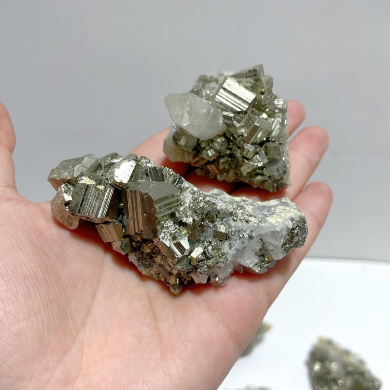 16 Pieces Pyrite Mixed Clear Quartz Cluster Specimen For Collection - Wholesale Crystals