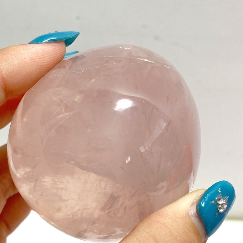 17 Pieces Six Star Line Rose Quartz Eggs With Rainbow - Wholesale Crystals